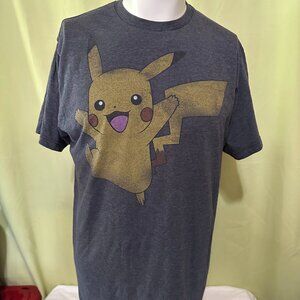 Pokémon Pikachu Men's Dark Gray Polyester Cotton T Shirt Large